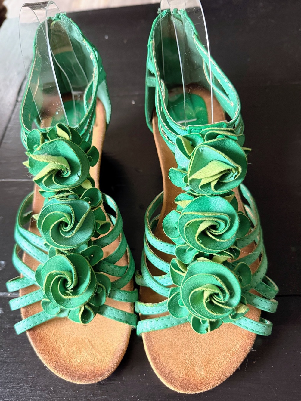 Farasion Green Floral Strappy Women's Sandals